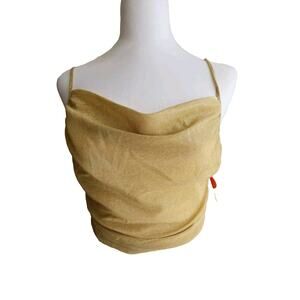 Cider Gold Metallic Glitter Crop Tank Top Blouse Size S